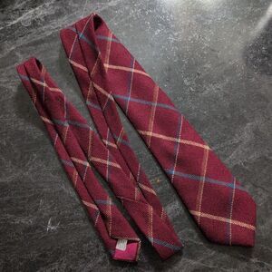 Vintage Wool Plaid 59" Tie Stafford Red Yellow Blue